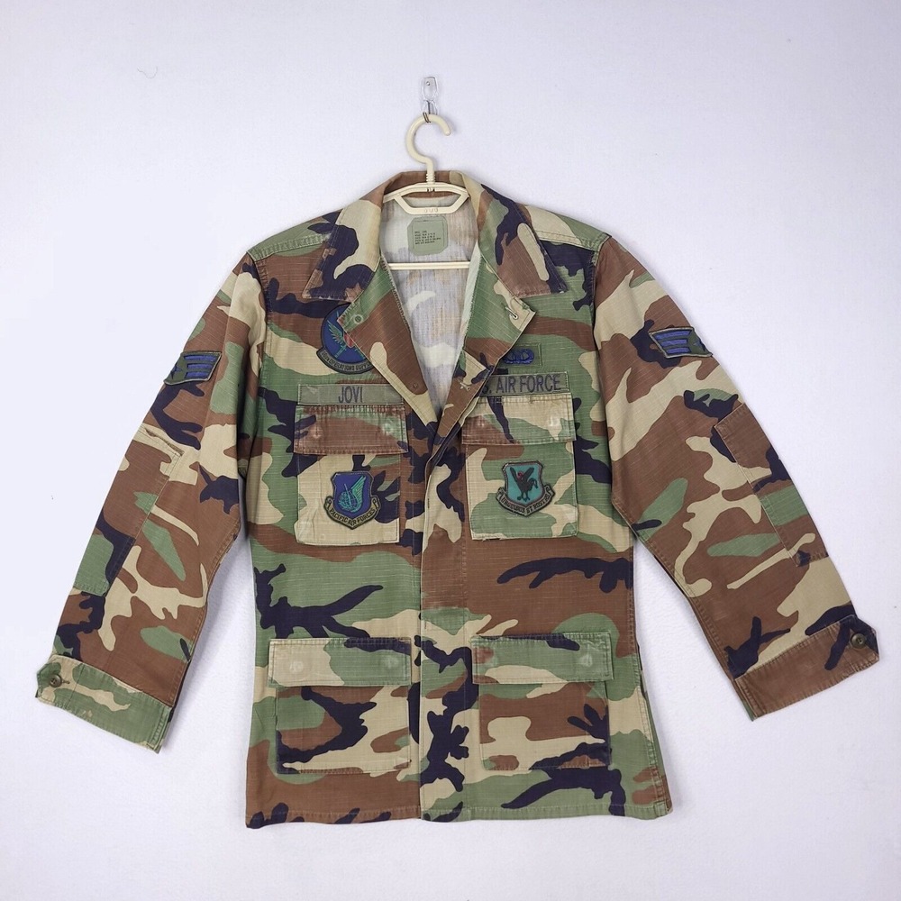 Air Force Military Button Up Jacket Wing Combat Coat Sz Small Long Camo Pockets - Picture 1 of 11